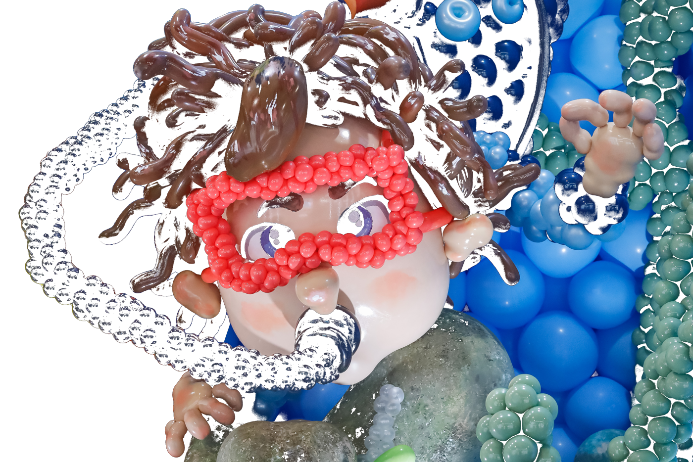 Personagem marinho feito com balões da Happy Day